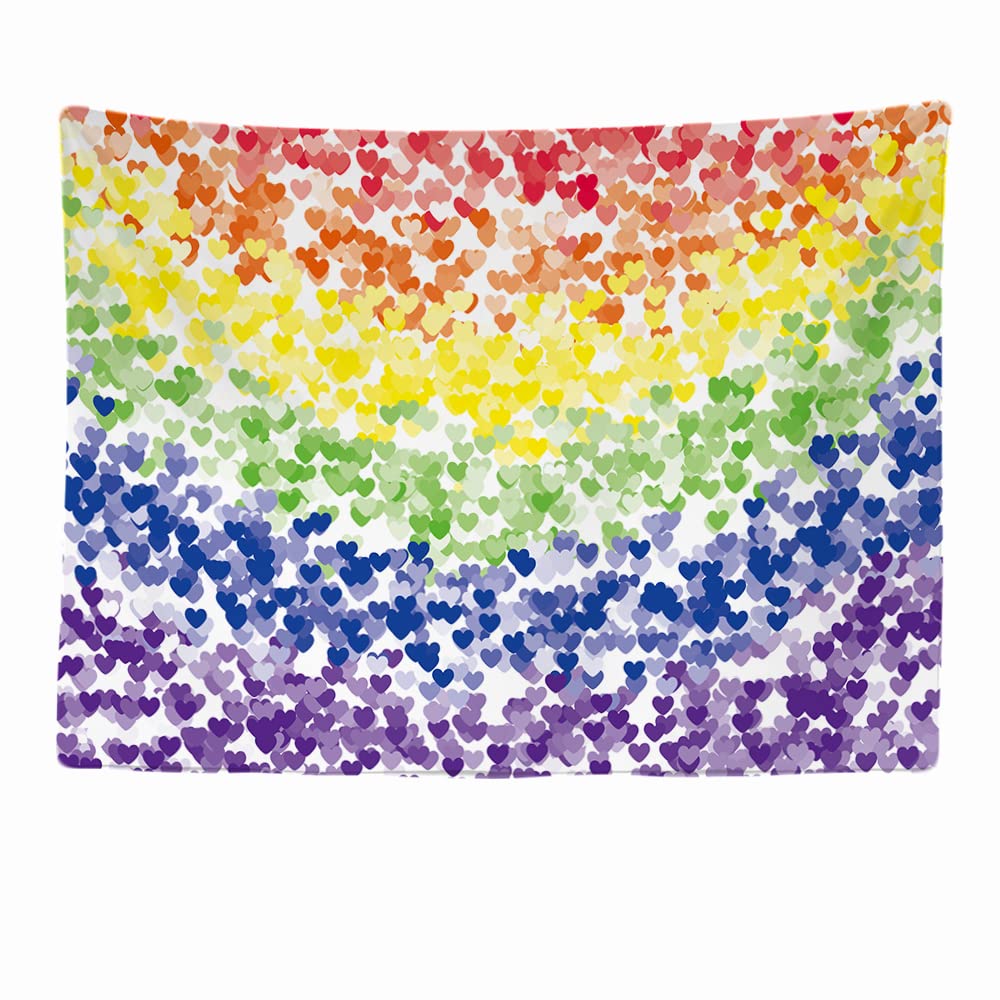 Ulticool - Rainbow Flag Decorative Hearts - Tapestry - 200 x 150 cm - Large Tapestry - Poster Decoration Love Gift Love You