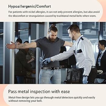 MACBORO TSA Approved Non Metal Nickel Free Belt Plastic Black