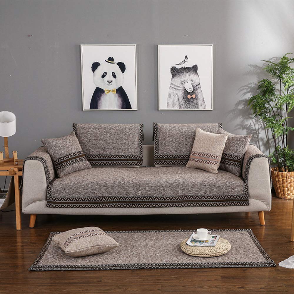 ZZQCorner Sofa Cover Sofa Slipcover L Shape Sofa Cover Cotton Anti-Slip Fadeless Sofa Cushion Covers For Protect The Sofa From Children, Pets, Food,Coffee-110x110cm