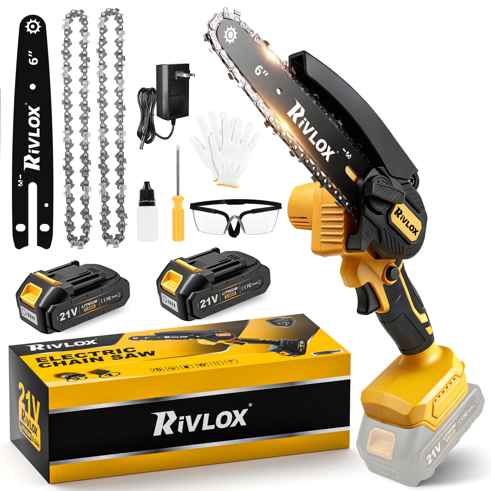 Mini Chainsaw 6 Inch,Mini Chainsaw Cordless,Handheld Electric Saw With 2 Pack 2000mAh Battery，Suitable For Tree Pruning And Wood Cutting，Gifts For Men, Fathers, And Garden Enthusiasts