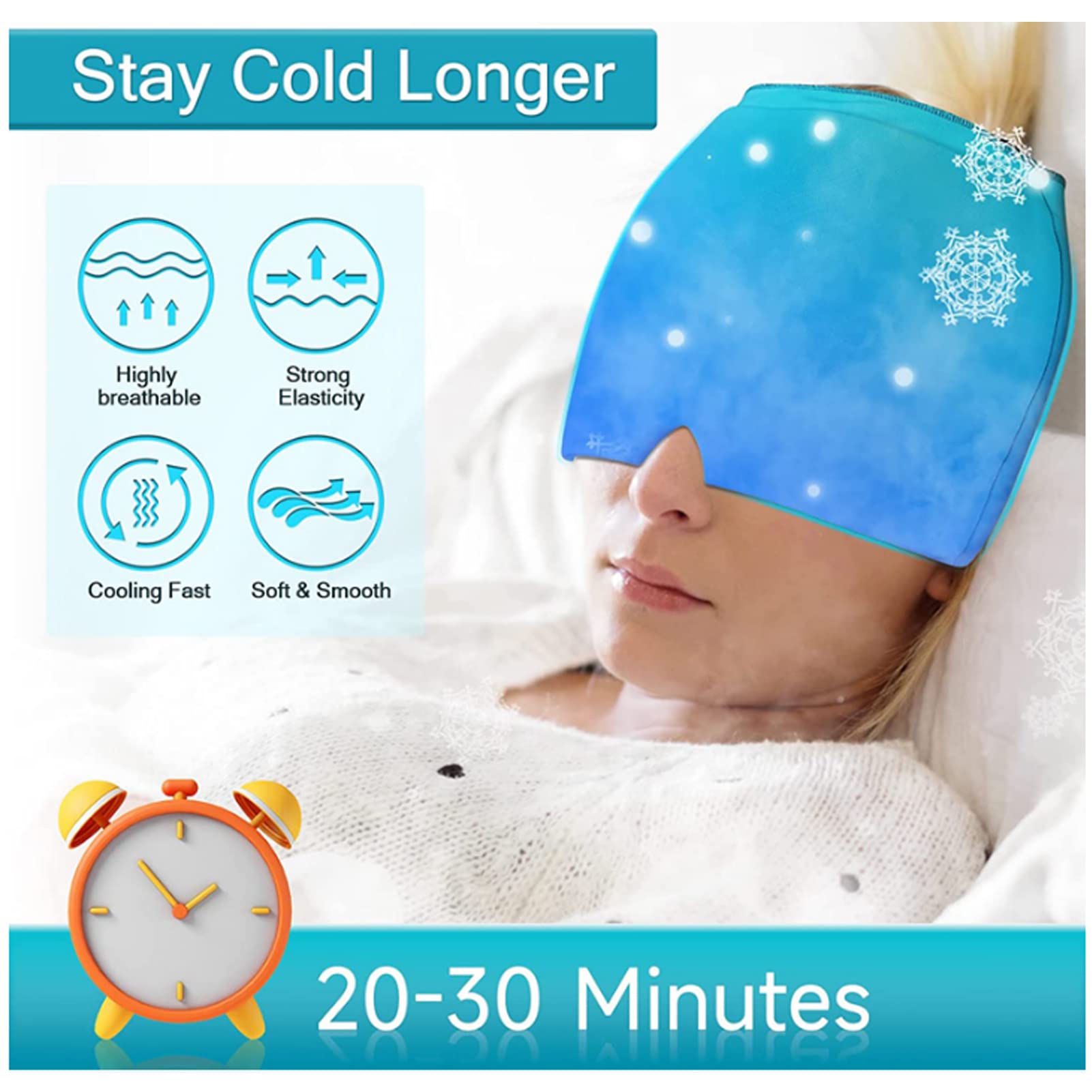 EEUK Migräne Maske warm und kalt, Headache & migraine Relief Cap Tragbar Kalt Warm Kompresse Kühlpads Migrane Maske für Migräne, Stressabbau,Geschwollene Augen, Wiederverwendbar(Color:Rosa)