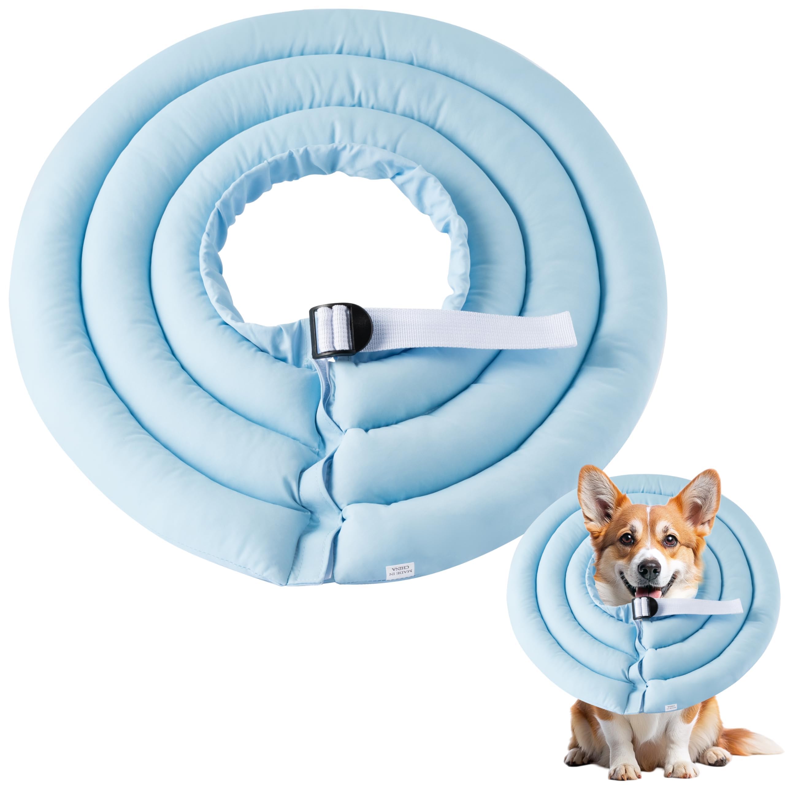 GQIRIL Soft Dog Cone Collar - Adjustable Recovery Cone for Medium Large Dogs After Surgery to Stop Licking, Waterproof Elizabethan Protective Neck