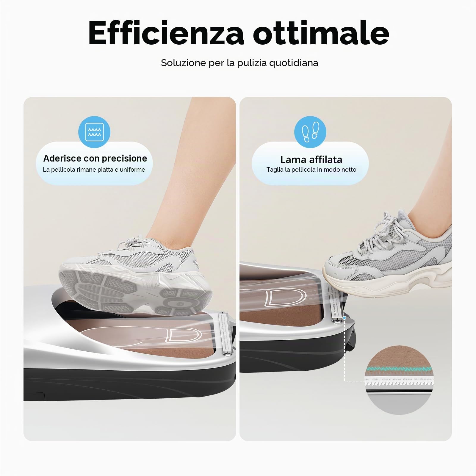 Distributore Copriscarpe Macchina Automatica, Dispenser di Copriscarpe con 500 pz Copriscarpe Forma Usa e Getta, per Interni Casa Ufficio Supermercato Hotel, Argento