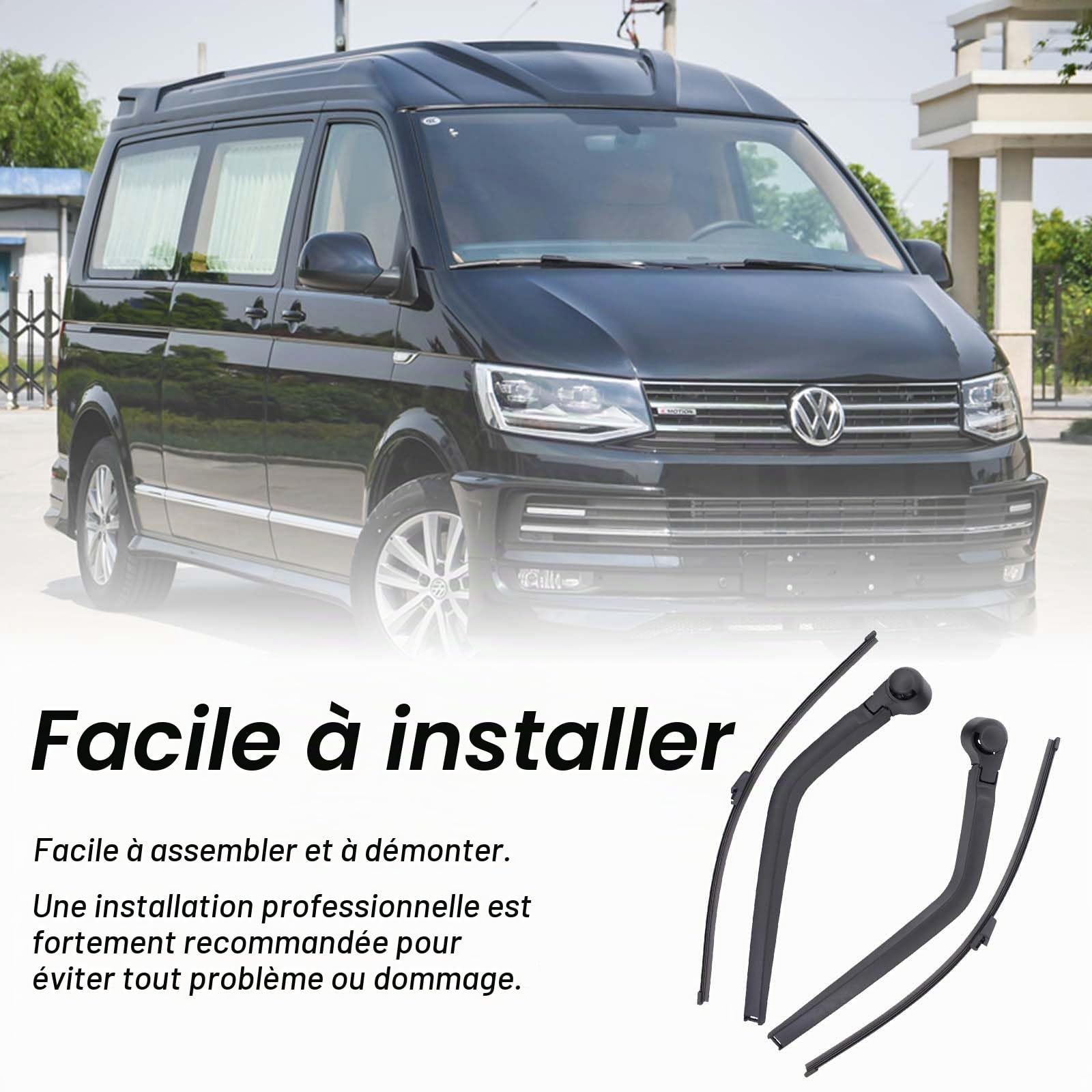 Essuie Glace Arrière pour Transporter T5 T6, Bras D'essuie Glace Arrière Jeu de Balais D'essuie Gglace de Remplacement porte Arrière Gauche Droite pour Accessoires Caoutchoucs D'essuie Glace
