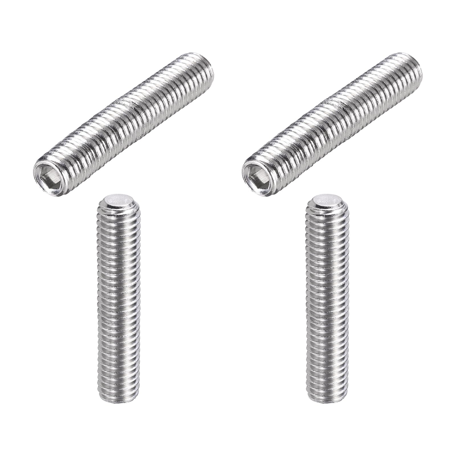 sourcing map 4 Pcs M8-1.25 x 50mm Grub Screws, 304 Stainless Steel Cup Point Allen Head Screws Internal Hex Socket Drive for Bathroom Fixtures Repair Furniture DIY Project