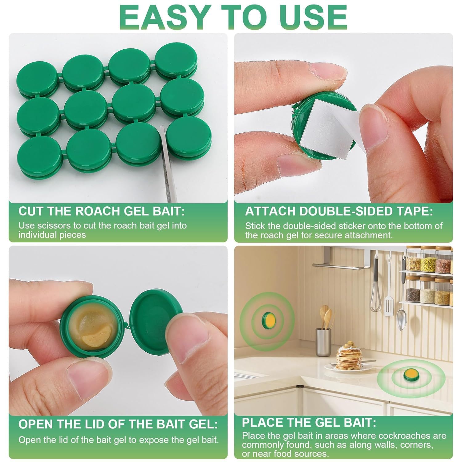 Trappola per scarafaggi 24 pezzi – trappole per scarafaggi per interni – trappola premium per scarafaggi e scarafaggi – verde medio