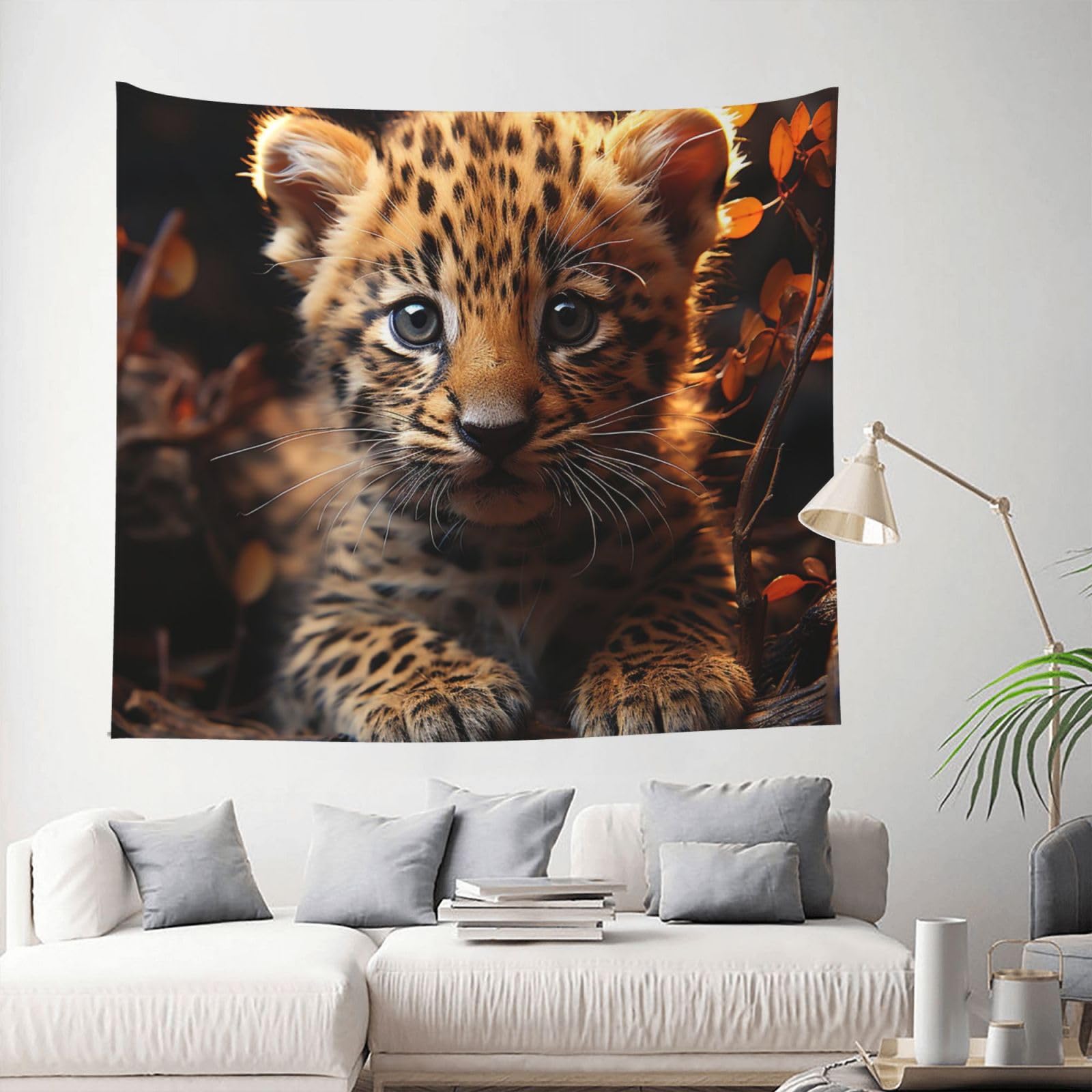 QLDETUPWLX Tapestry 153 X 130 CM Inches Wall Hanging for Living Room Cute Leopard Tapestrys Home Decor Soft Aesthetic Tapestries Hanging Decor Blanket Wall Tapestry for Bedroom Dorm Indoor Outdoor