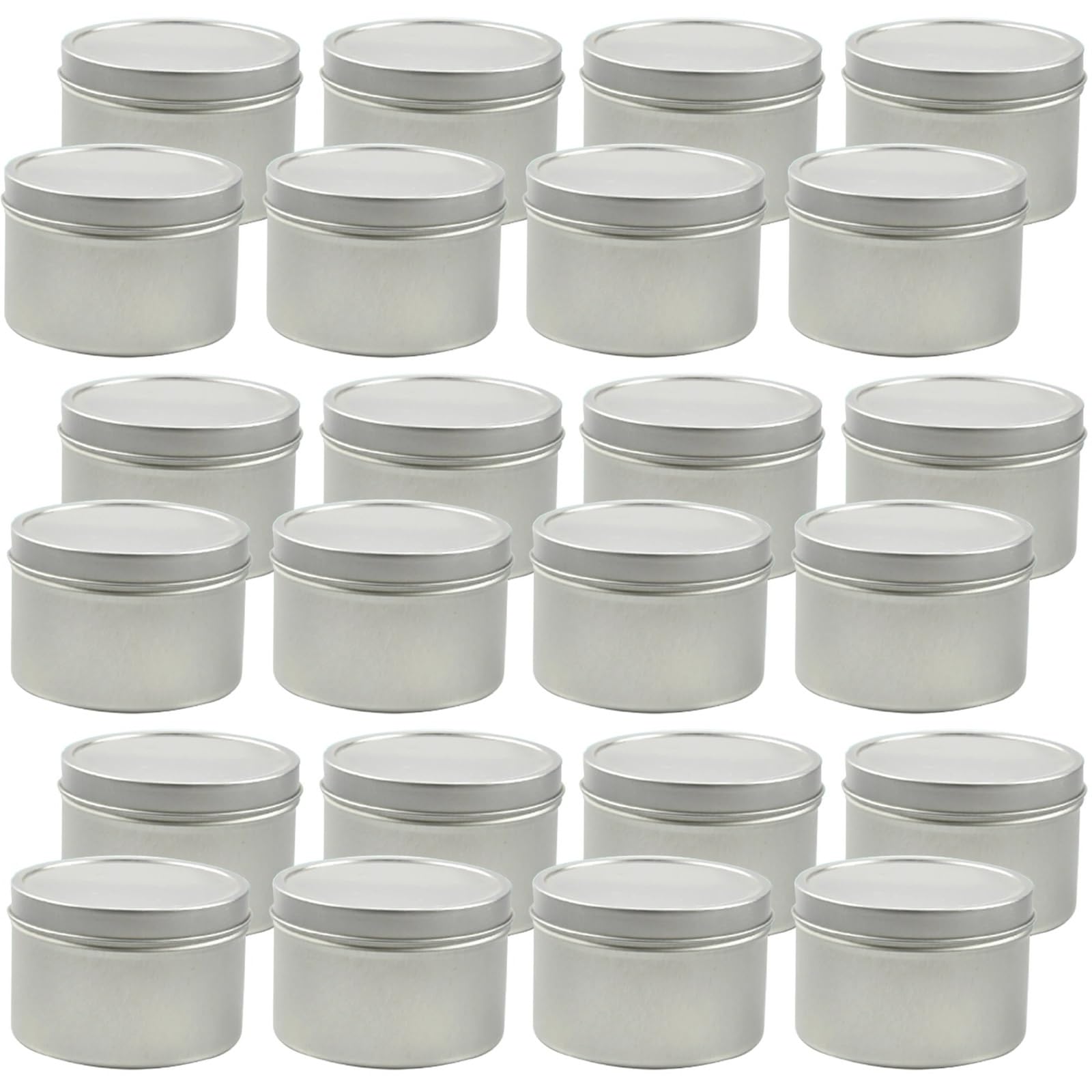 Xinglongs Candle Jars 24PCS 4oz/ 8oz Candle tins with lids Matte Black Candle Jars Round Empyt Candle Containers for DIY Candle Making(Silver 8oz)