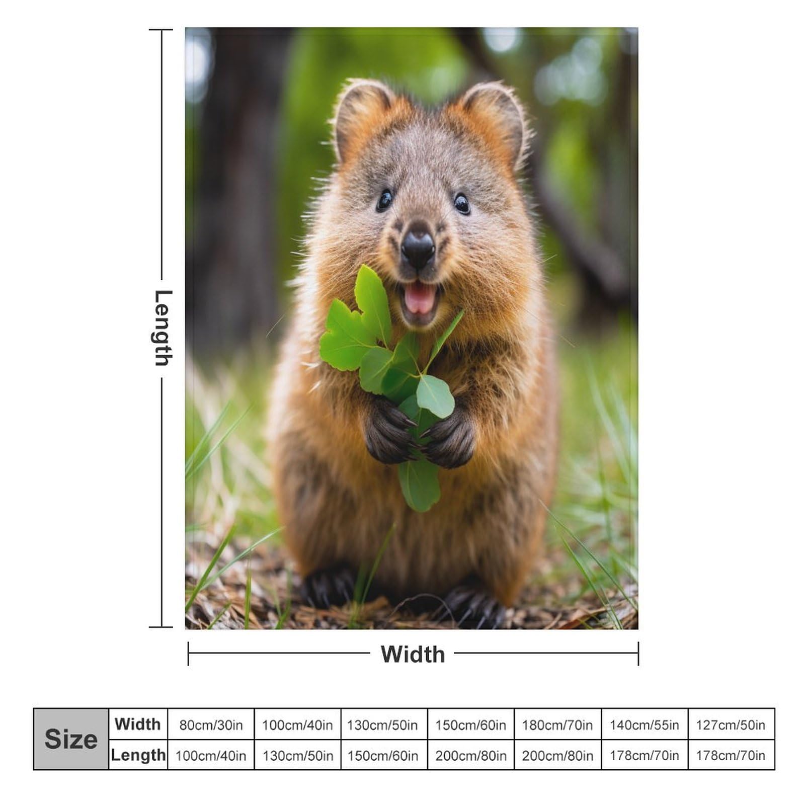 Fleece Decke Quokka, Kuschelweiche Flauschige Fleece Decken Für Couch, Sofa, Bett, Warme Decke Mikrofaserschläfchendecke, 150×200cm