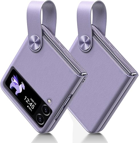 Miniatura 7 de Miimall Funda protectora para Samsung Galaxy Z Flip 4 con correa, piel sintética premium con función atril para mujeres y niñas, a prueba de golpes,