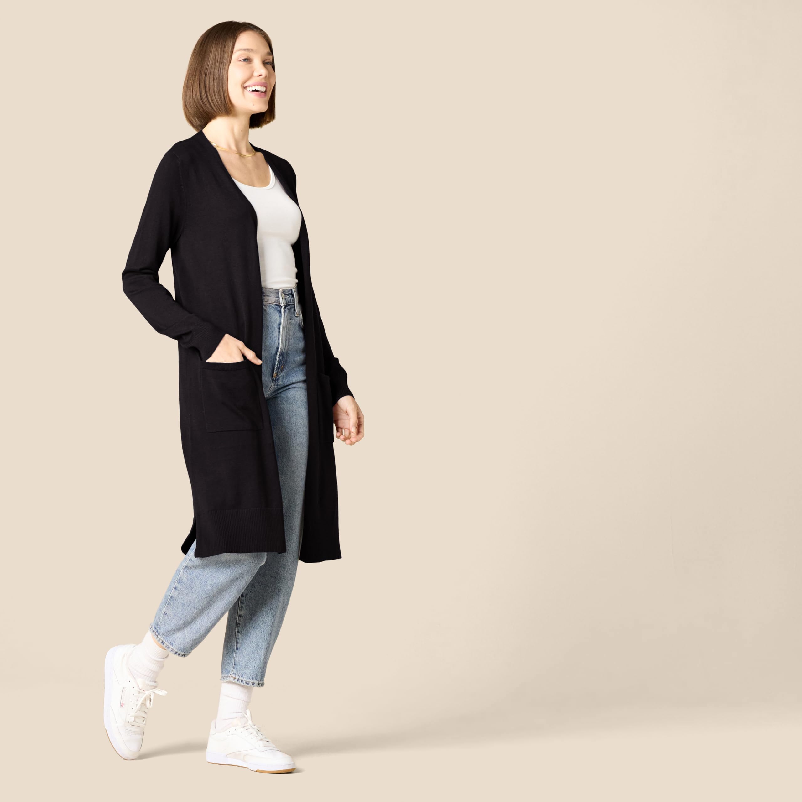 Amazon Essentials Femme Cardigan Léger à Manches Longues et Ouvert sur le Devant (Disponible en Grande Taille)