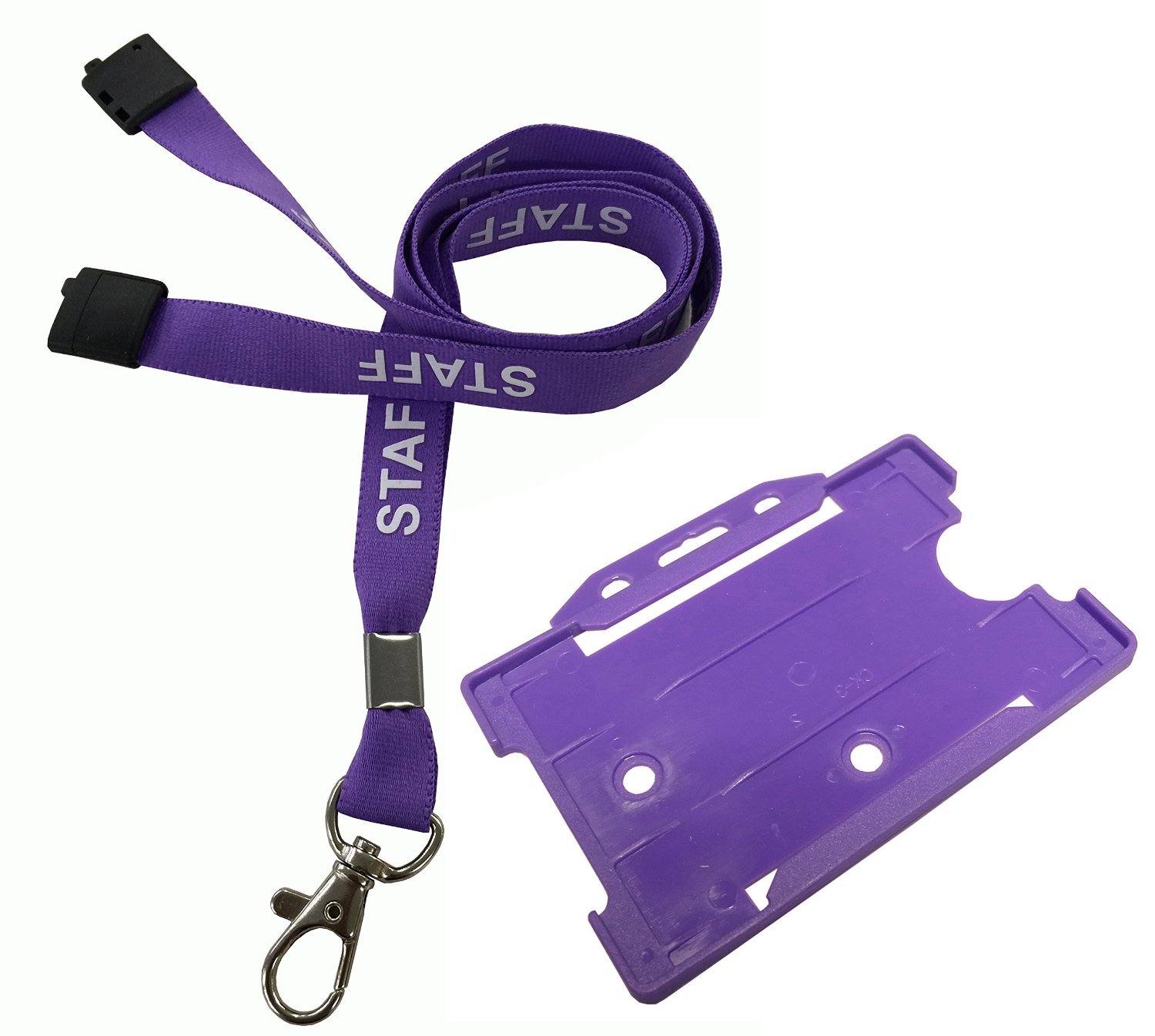 Customcard ltd 25 x Purple Staff Lanyard Metal Dog Clip with Purple ID Card Holderp