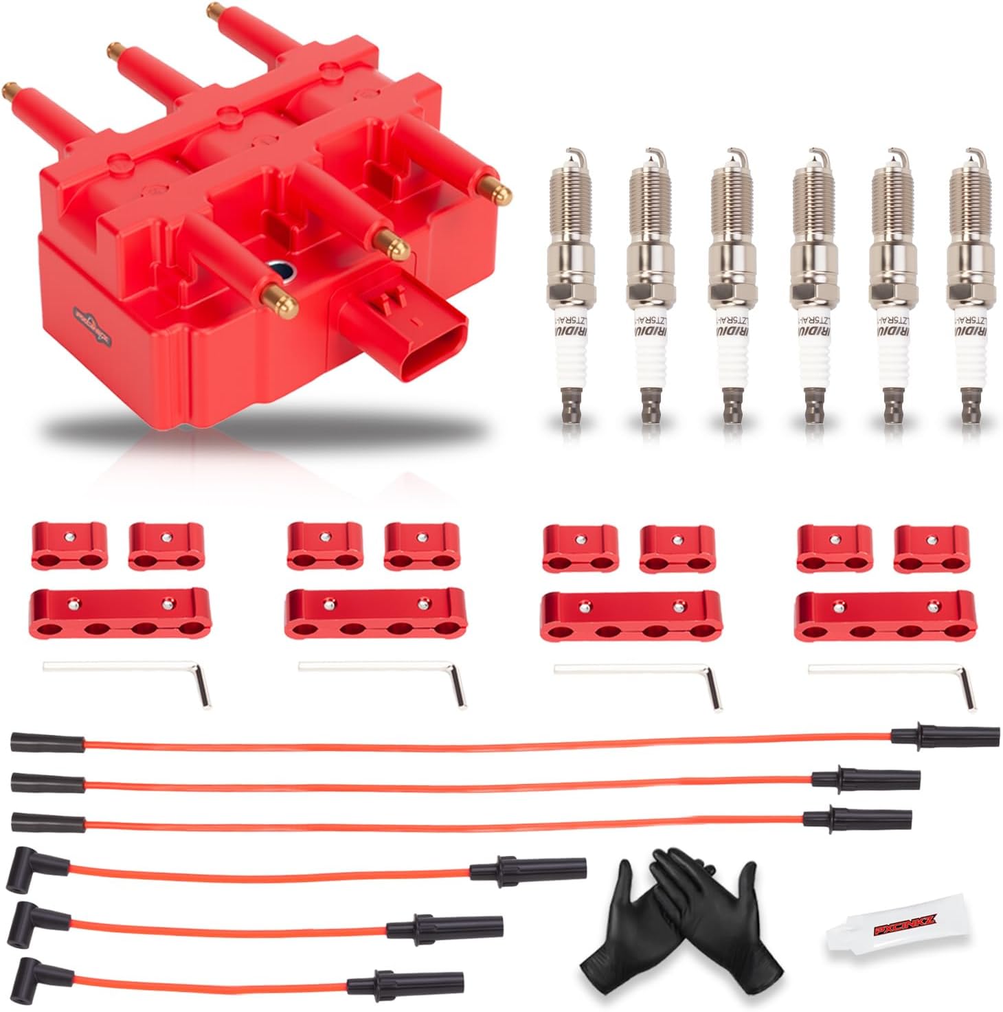Ignition Coil Pack & Spark Plugs & Wires Set Fits For Chrysler Pacifica Town & Country Voyage Dodge Caravan Jeep Wrangler Volkswagen Routan 3.3L 3.8L V6 Repalce UF305 4306 27703