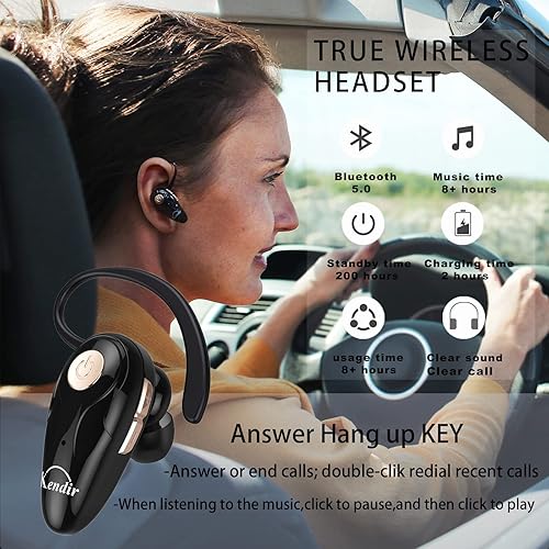 Miniatura 7 de Auricular Bluetooth, V5.0 Ultraligero Inalámbrico Auricular Teléfono Celular con Micrófono Auricular Control de Volumen, Auriculares Manos Libres