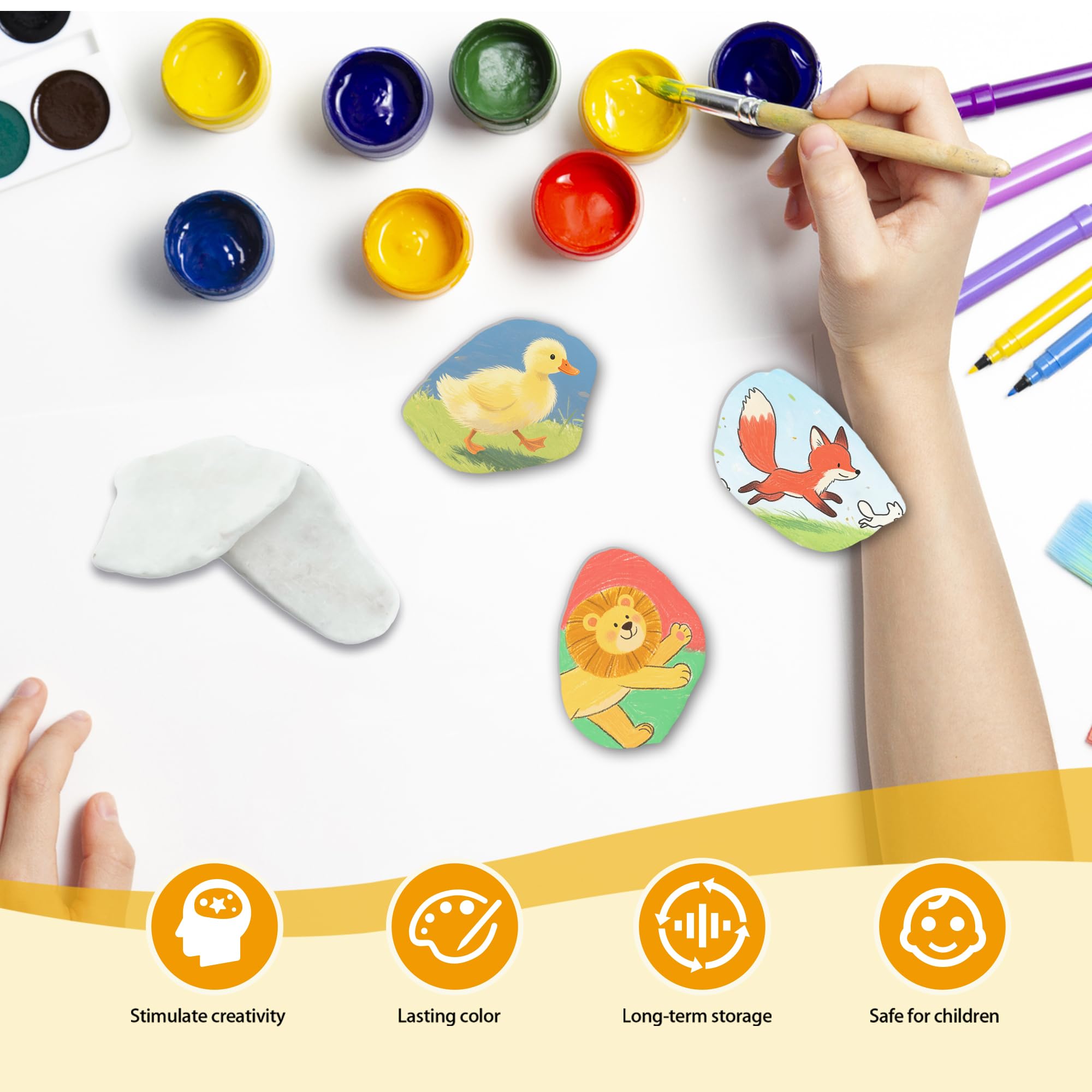 HAKACC Lot De 15 Pierres Plates à Peindre 4-7cm - Grands Cailloux Lisses Naturels Pour Décoration Et Loisirs Créatifs