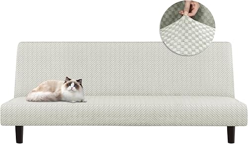 Miniatura 1 de Funda elástica para futón, funda de sofá sin brazos, funda de elastano jacquard antideslizante para sofá cama, protector de muebles plegable