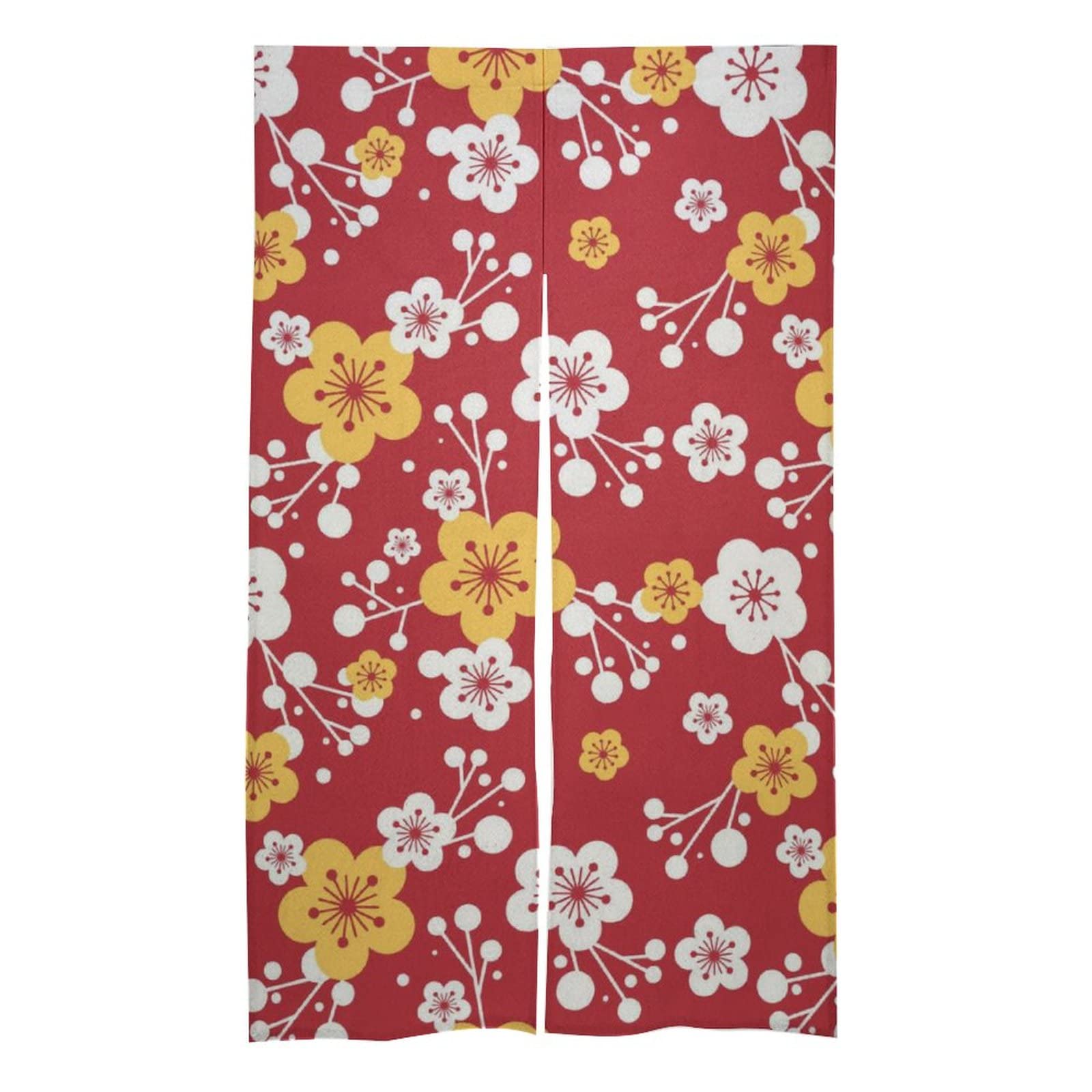 紅い花柄の暖簾