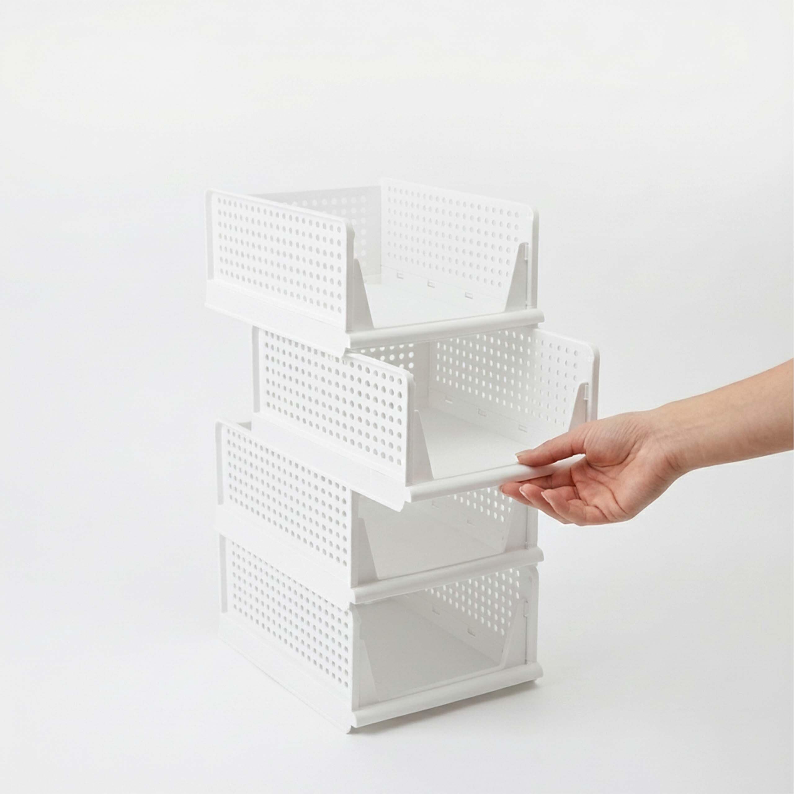 Relaxdays Organizador de armario, set de 5, plegable, apilable, blanco