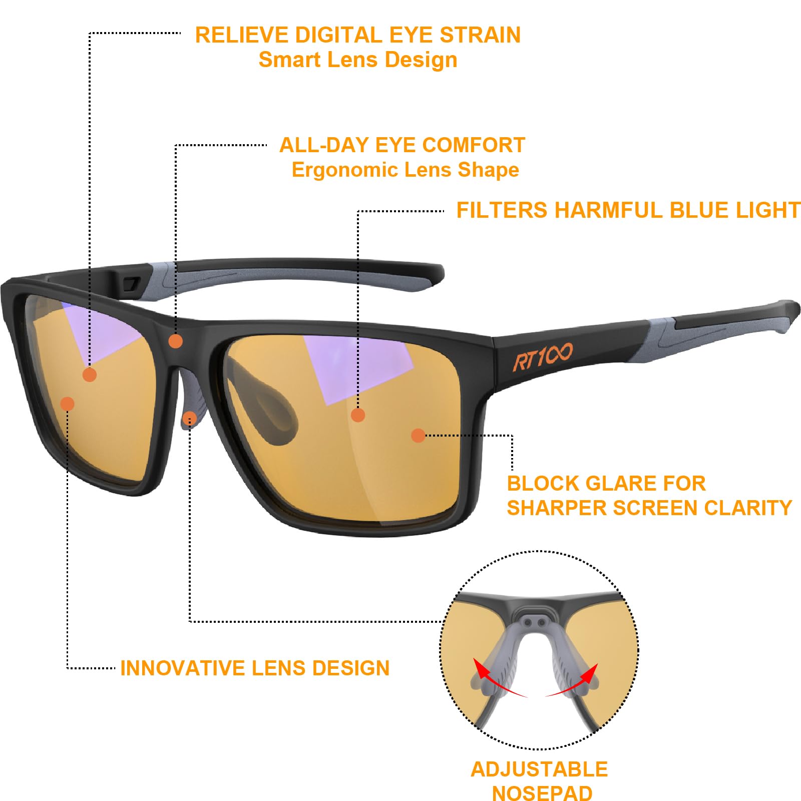 Premium Gaming und Computer Brille Block 78% - 93% Blaulicht 100% UV420 HEV Lichtfilter Anti Augenanstrengung Migräne