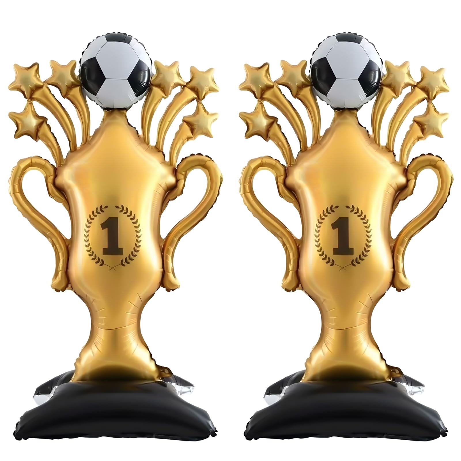 Photo 1 of 2 Pcs Giant Soccer Balloons 59 Inch Giant Self Standing Football Champion Foil Balloons for Soccer Themed Birthday Party Sports Event World Soccer Event Watch Party Fans Room Decor
