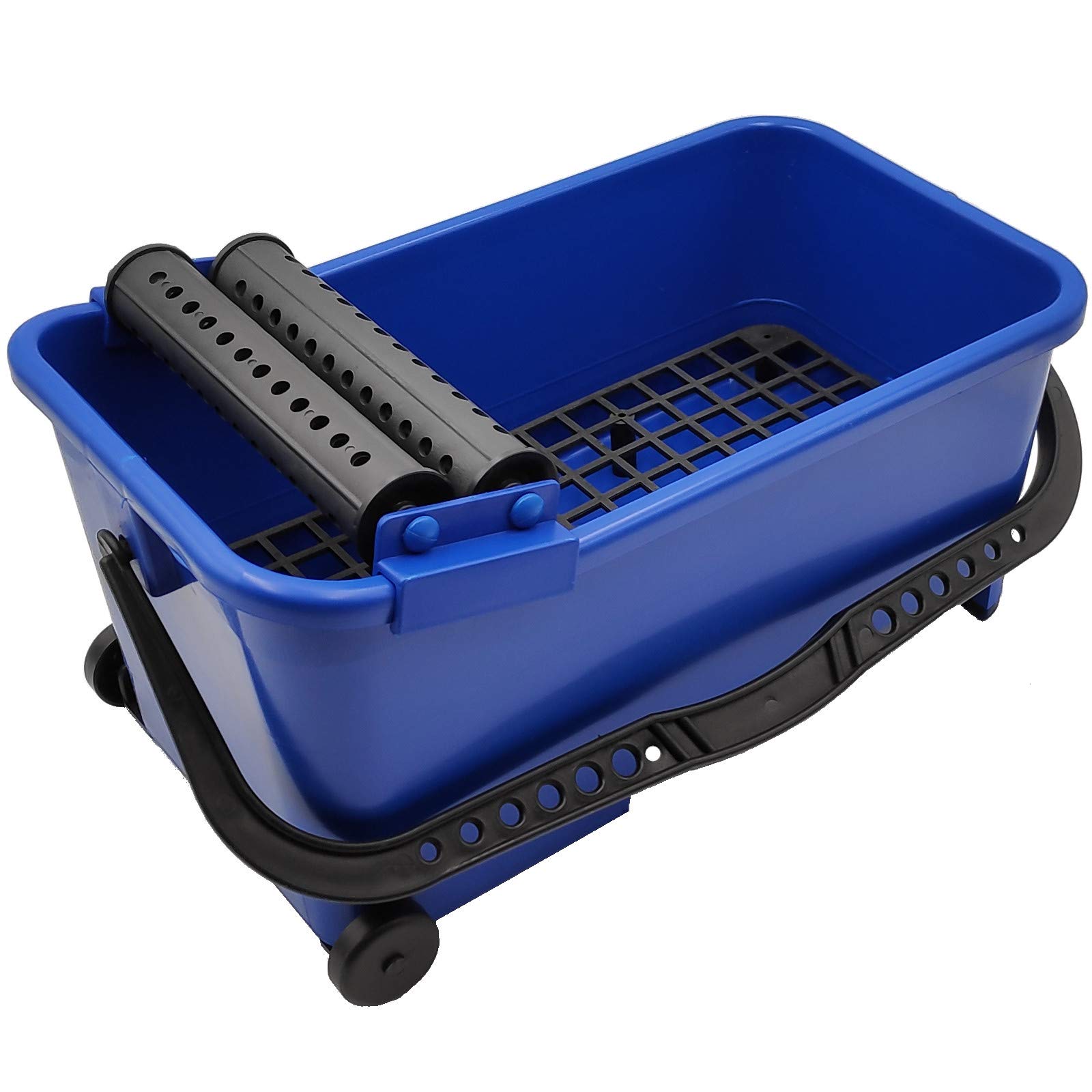 DEWEPRO Kit de nettoyage professionnel pour carreleur XL - 15 pièces dans un seau de lavage de 20 litres avec double roulettes, outils et accessoires