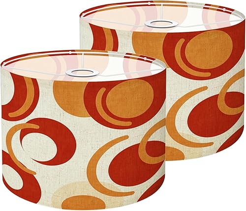 Lamp Shades Set of 2 Wavy Swirl Psychedelic Groovy 70s 1970s Style Mid Century Orange Retro Drum Lamp Shades for Table Lamps Floor Lamps Pendant