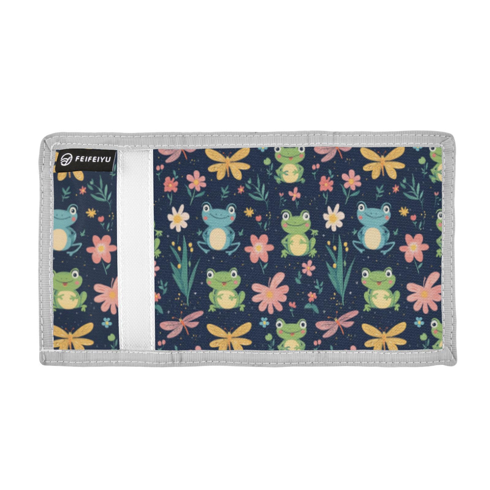Wusikd Cartoon Frogs Kids Wallet for Boys Girls Flowers Toddler Trifold Wallet Novelty Wallet for Teens Women Men