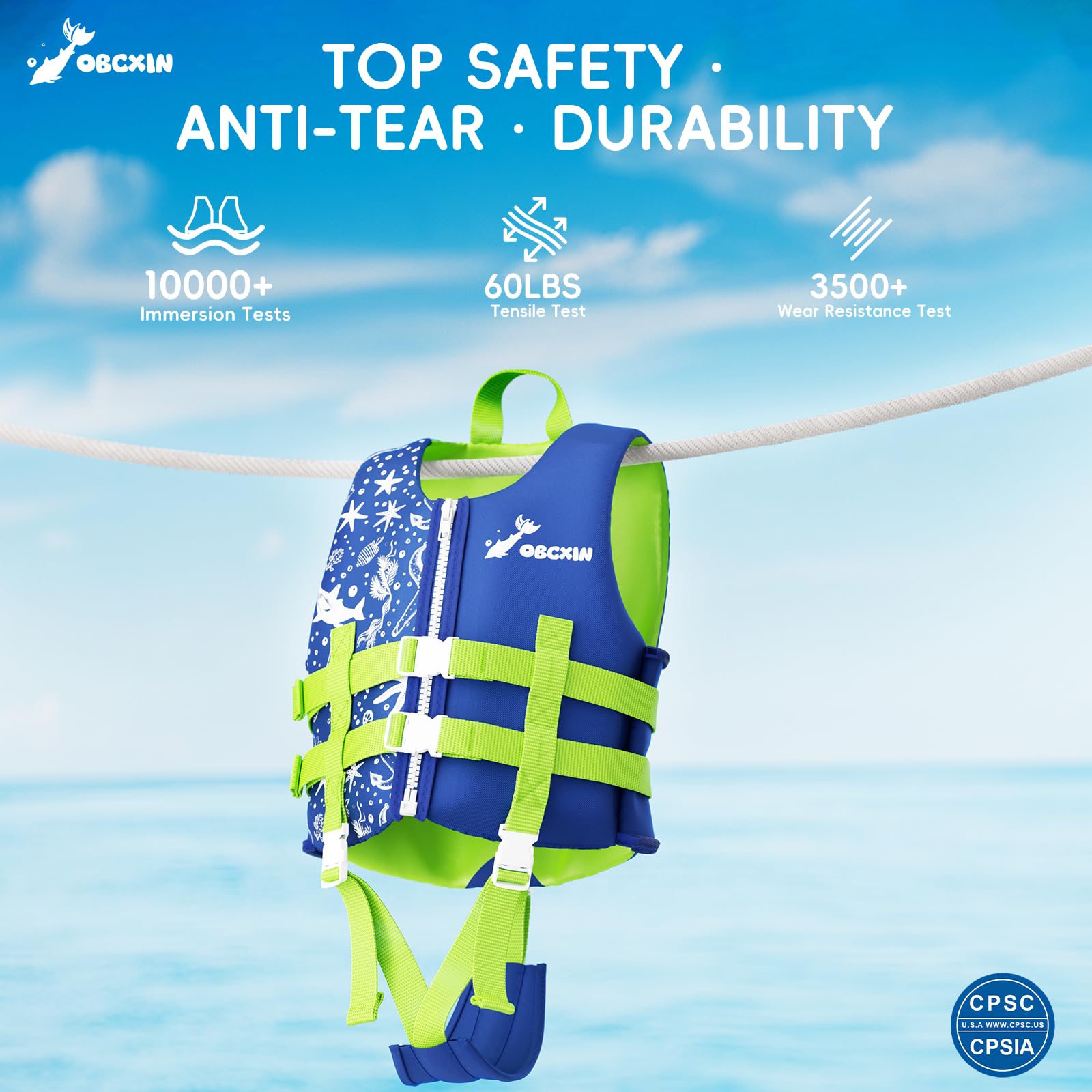 Chaleco de Natación para Niños,Chaleco Flotador de Neopreno con Correa de Seguridad Ajustable,Mejorar la Flotabilidad de Natación