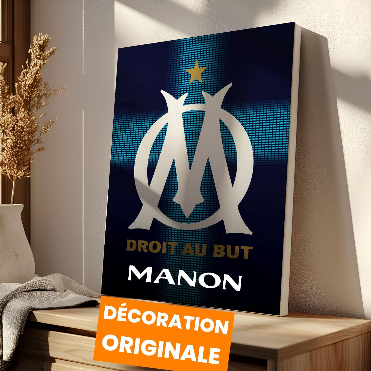 OneTrophy Toile personnalisable Olympique de Marseille – 50x40 cm | Produit Sous Licence Officielle OM | Prénom personnalisé | Décoration Supporter | Fabriqué en France – Cadeau Foot (Exterieur) - 3