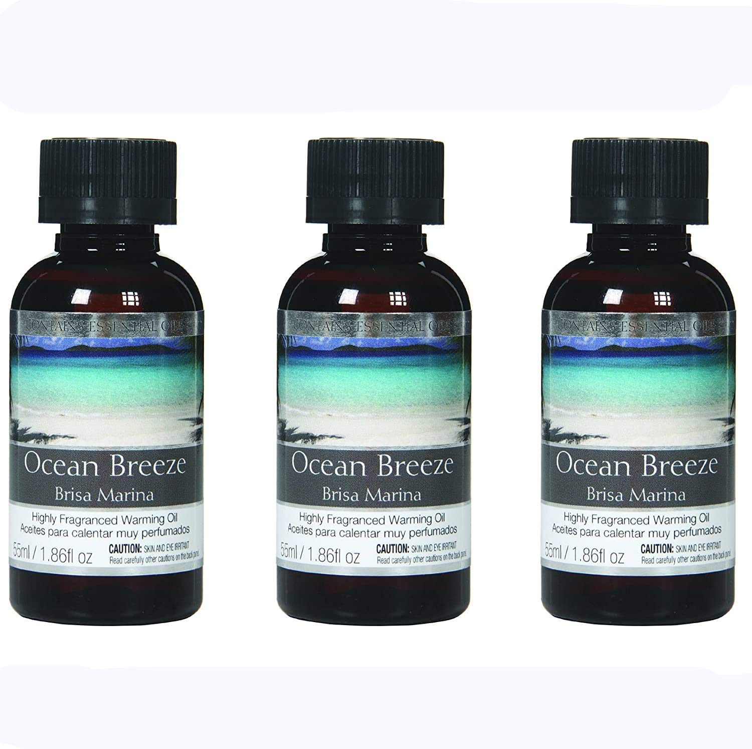 HosleyOcean Breeze Highly Scented Warming Oils Set of 3, 1.86 fl oz Each, for Home Decor, Room Decor, Car Air Freshener, Ideal Gift for Weddings, Spa, Reiki, Meditation Settings
