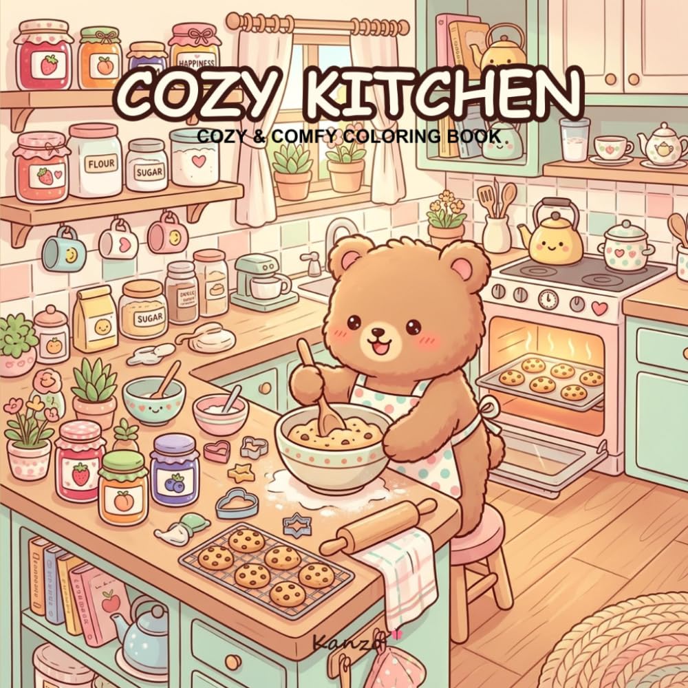 Cozy Kitchen: Cozy & Comfy Coloring Book: Bold & Easy Coloring Pages of Sweet Treats, Cute Cooking Scenes, and Warm Food