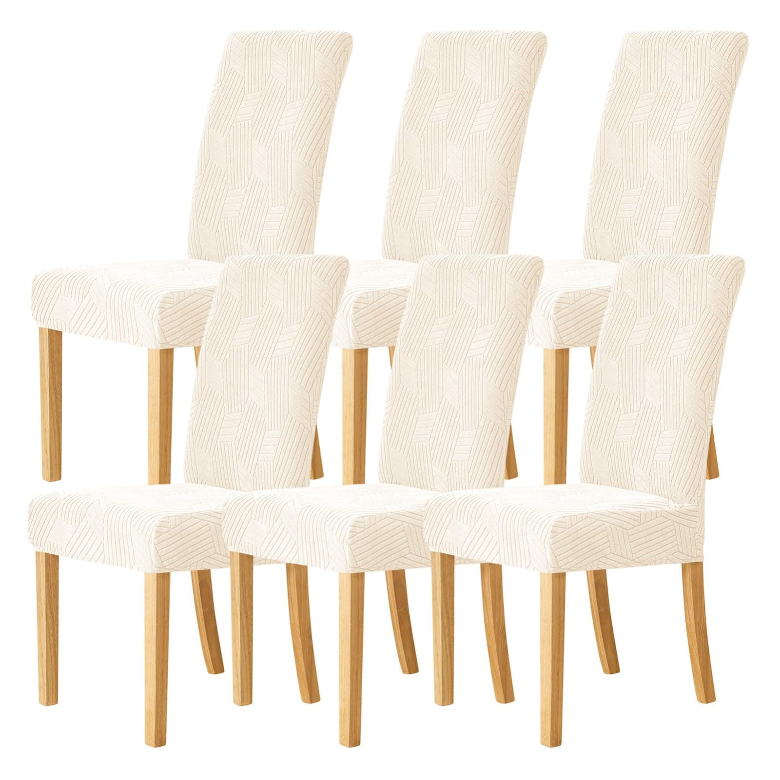 Stuhlhussen für Esszimmerstühle 2/4/6er-Set,Dehnbar Esszimmerstühle Bezug,für Esszimmer Küche Restaurant Hotel,Abnehmbar und Waschbar(Beige Yellow,6Pcs)