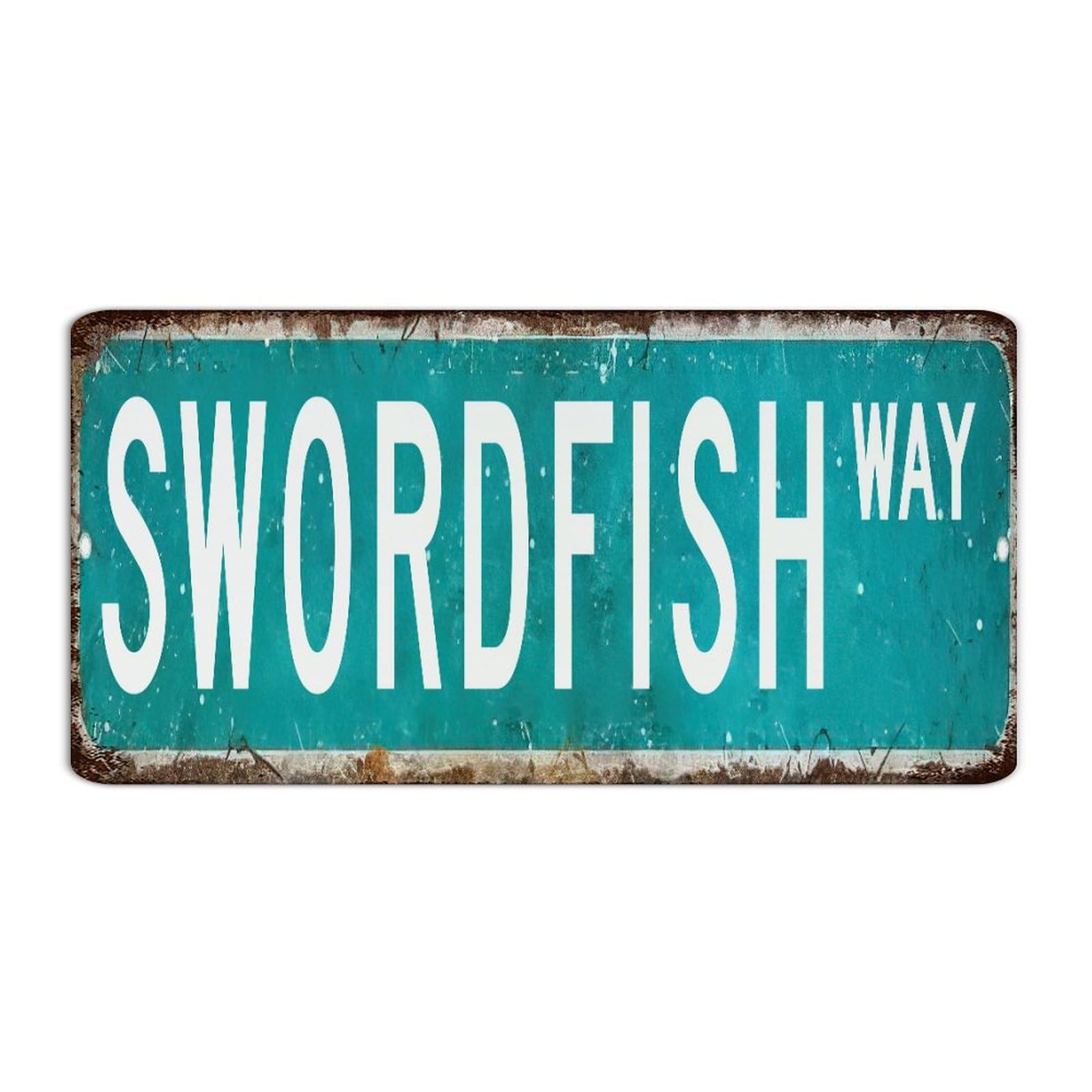 Swordfish Lake Blue Farmhouse Metal Signs Fashion Chic Terrace Signs Pet Sign for Moms Home Décor Metal Plaque for Garden Yard Living Room 6x12 Inch