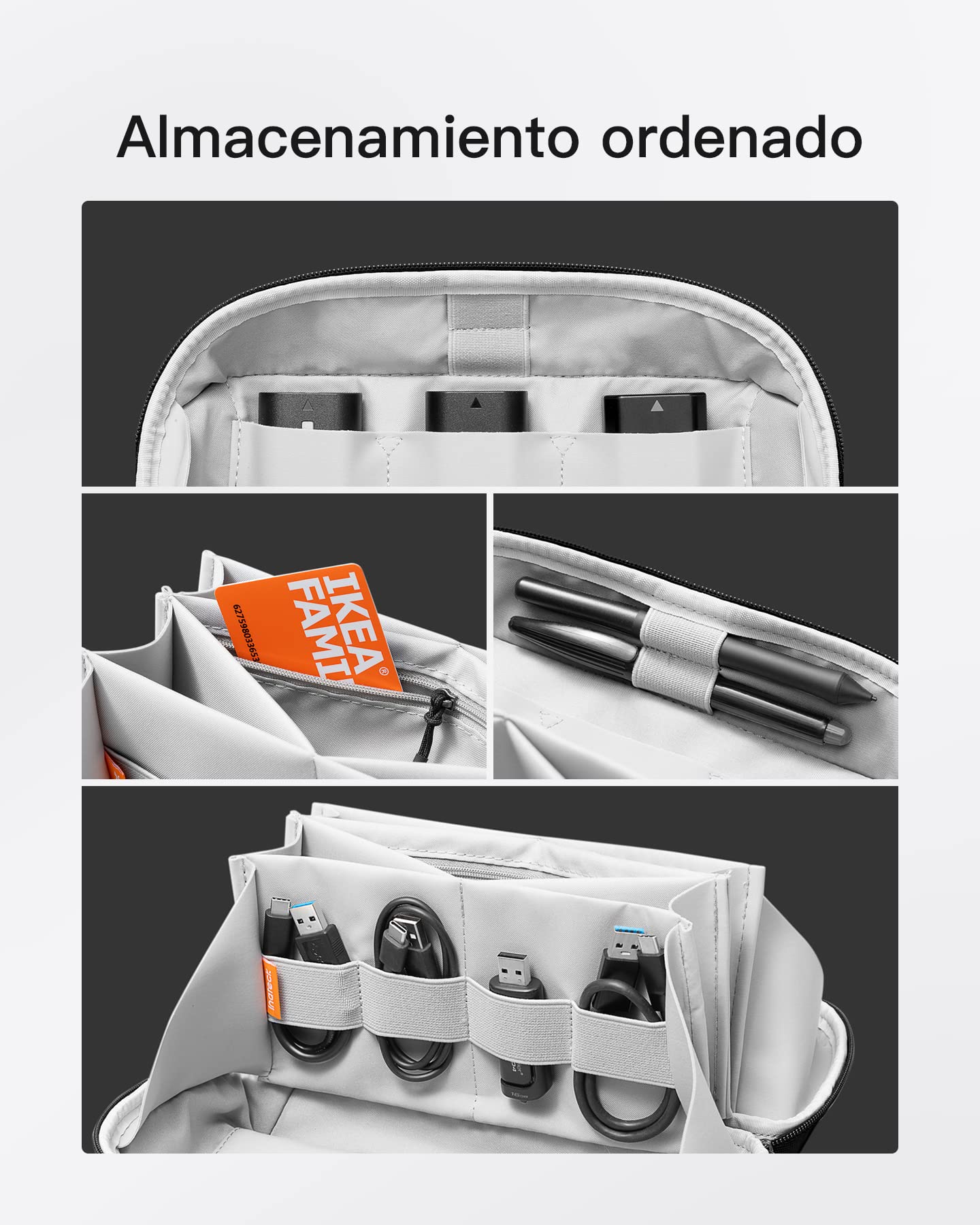 Inateck Organizador Cables Viaje, Bolsa con Asa para Accesorios Resistente a Las Salpicaduras, Bolsa Organizadora de Artilugios, Organizador de Cables USB