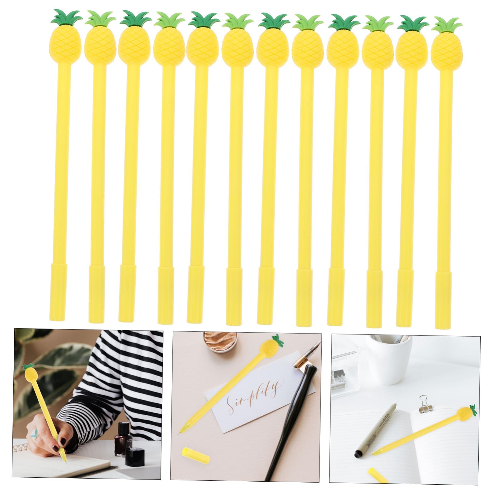 2 Set Di Penne A Sfera Con Design Di Ananas Penne Da Ufficio Strumenti Di Scrittura Per Studenti Forniture Scolastiche Set Di Cancelleria 12 Pezzi * 2