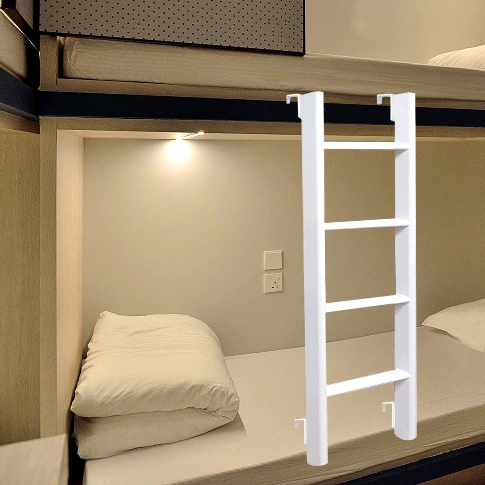 Escalera para cama de RV de 130 cm, color blanco, multifunción y de alta resistencia