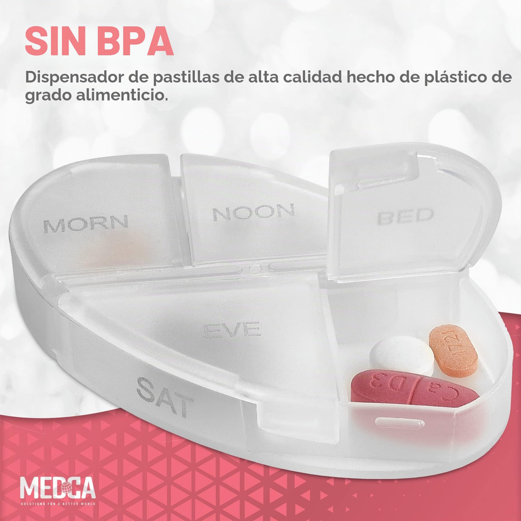 Organizador de píldoras diario apilable, recordatorio semanal de medicamentos con 7 cajas de apilamiento individuales