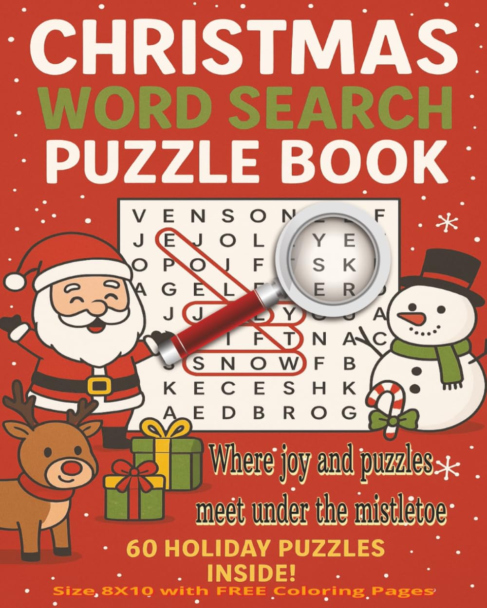 Christmas Word Search Puzzle Book: A Heartwarming Collection of 60 Holiday-Themed Word Search Puzzles to Celebrate the Spirit of Christmas, Spark Joy, ... Fun to Kids, Adults, and Families Alike...