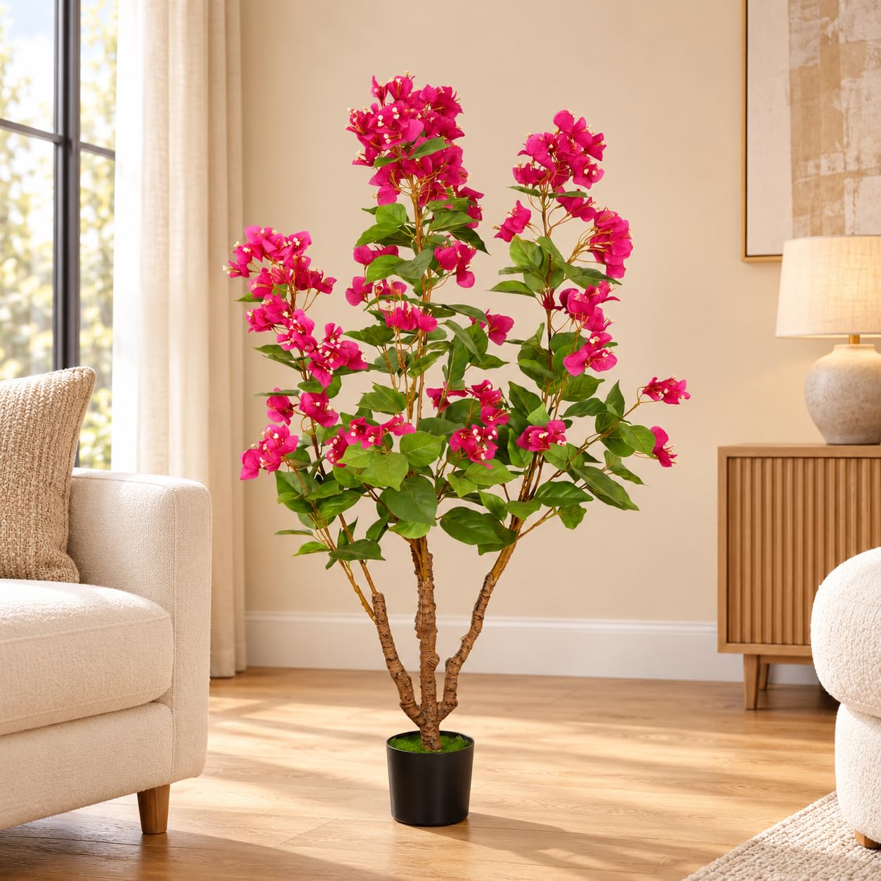 4ft Artificial Bougainvillea Tree - Peacock Floral Decor -12