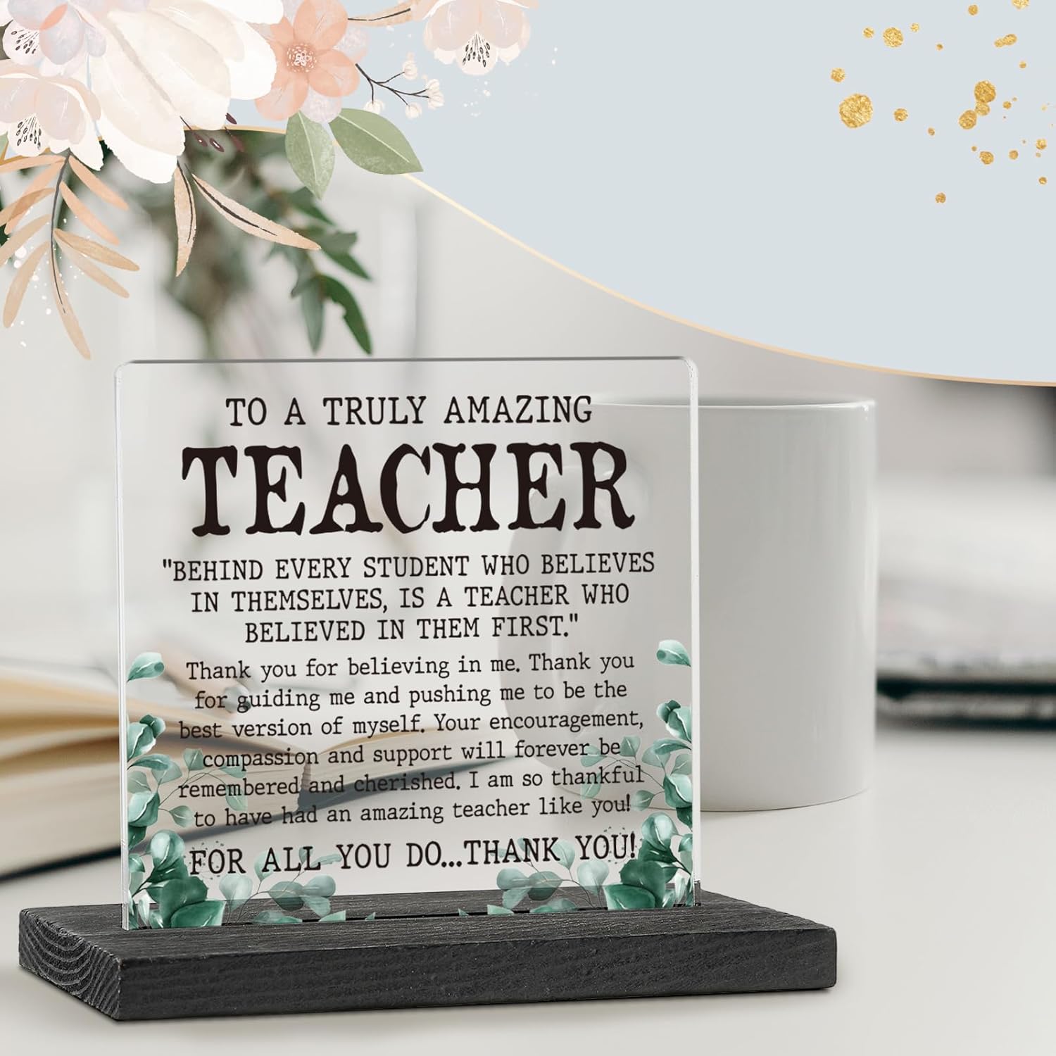 Teacher Gifts for Women, Teacher Appreciation Thank You Gift, Teacher Leaving Going Away Retirement Christmas Birthday Gifts for Women, Teacher Plaque Desk Decorative Signs GXX21 - Image 5
