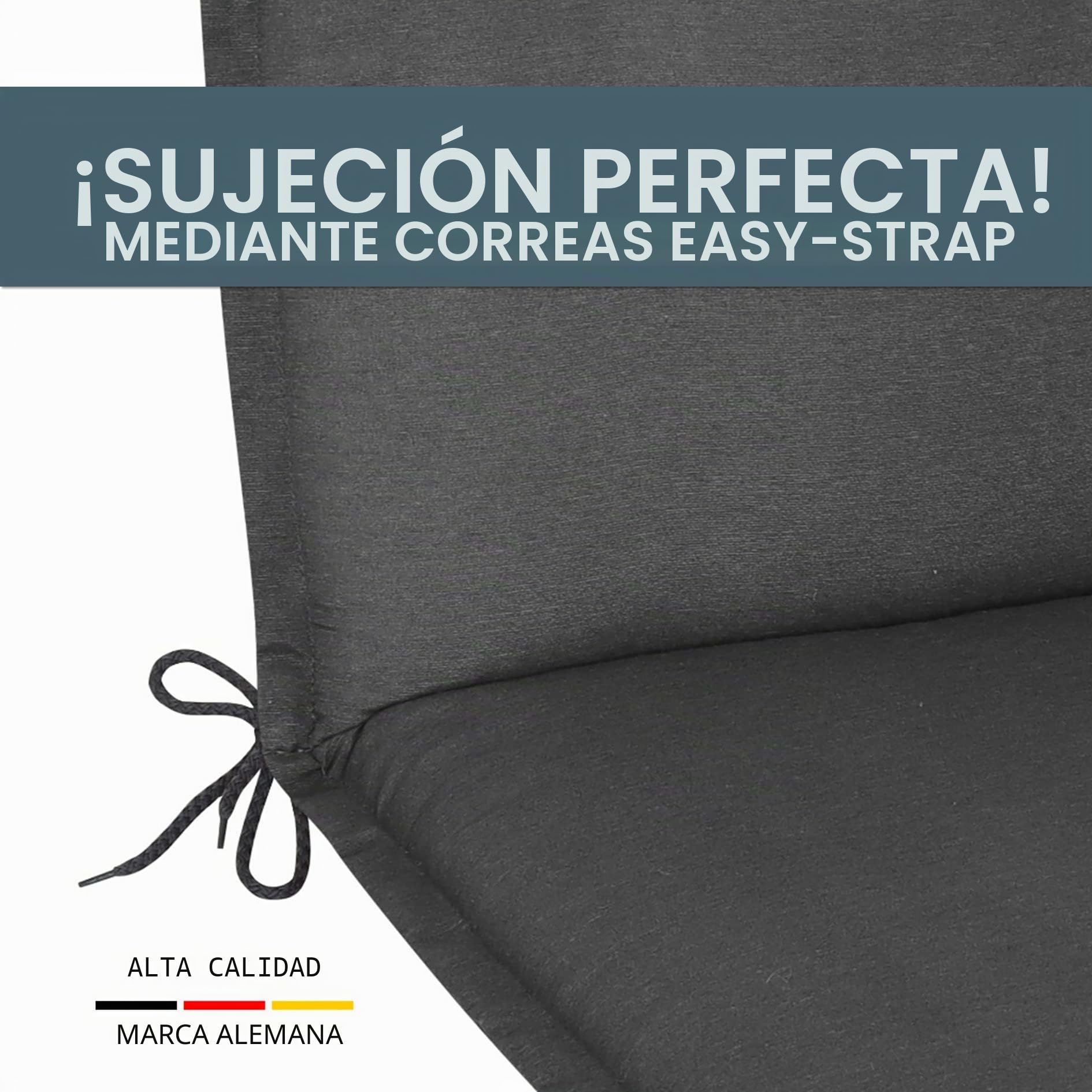 LILENO HOME Cojines para silla de jardín (2 unidades respaldo bajo) en color antracita liso (Tami) cómodas tumbonas como cojines para muebles de jardín Cojín para sillas de jardín y sillas plegables