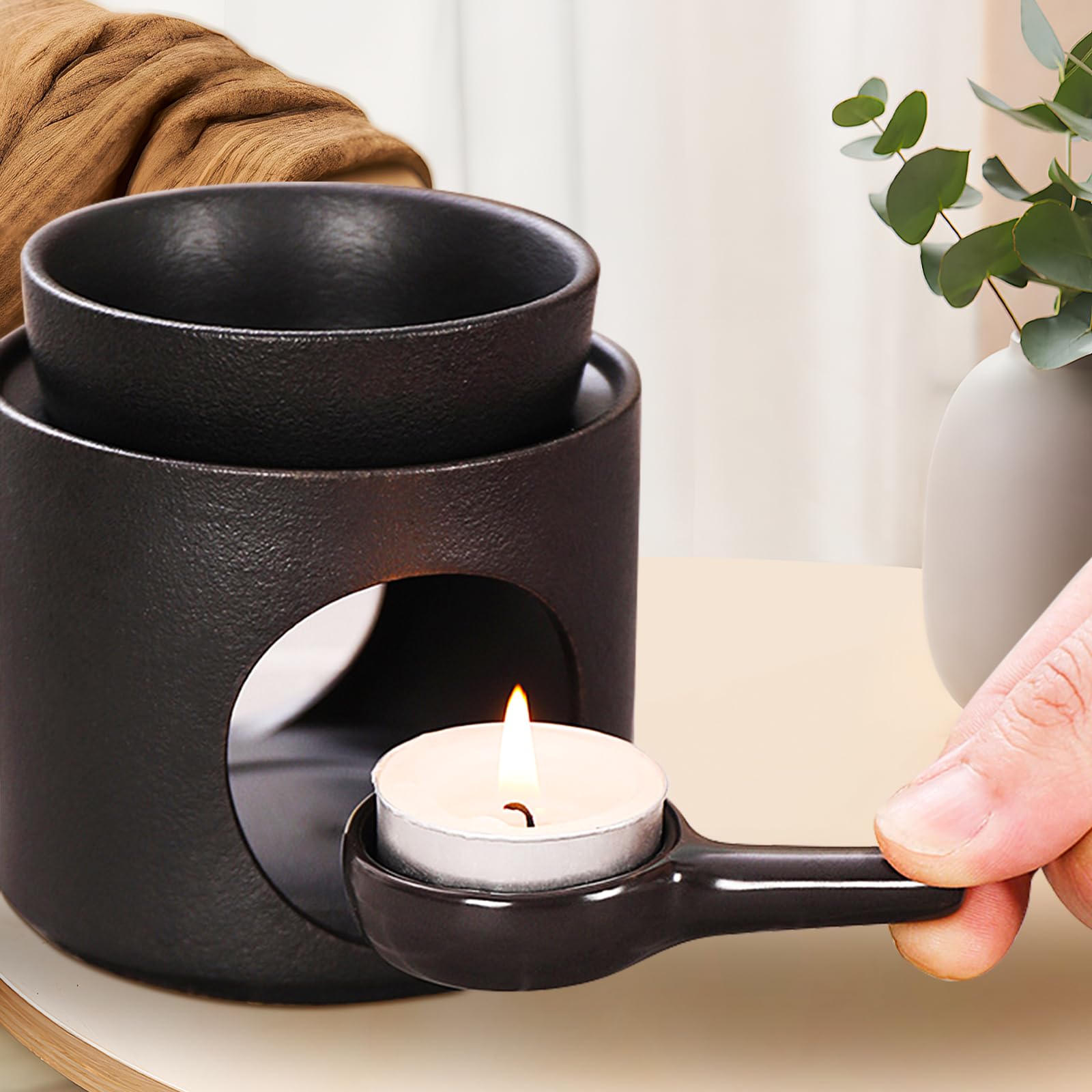 Lampada Profumata In Ceramica Con Motivo Floreale - Per Oli Essenziali E Cera (9 Cm)