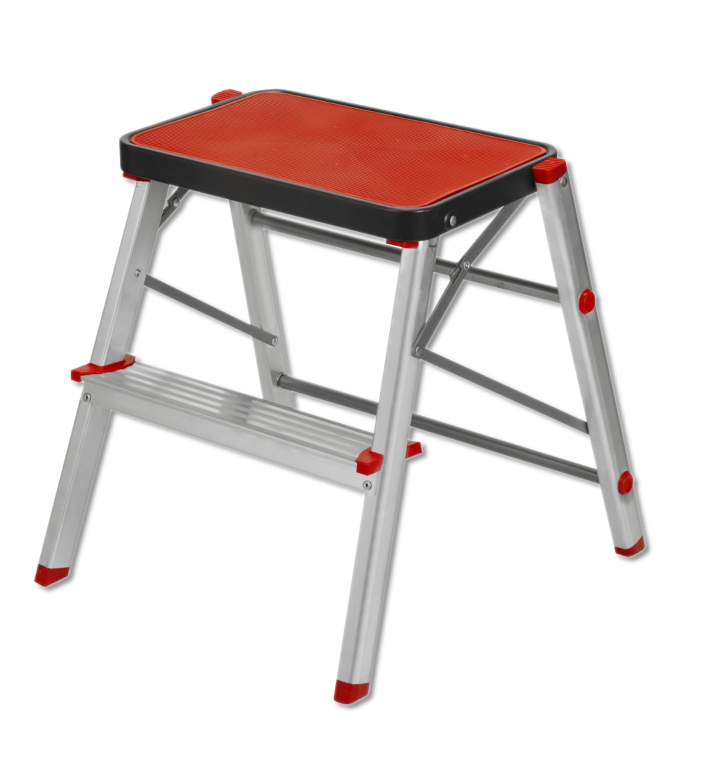 HR Hogar - Taburete Plegable 2 Peldaños, Escalera Tijera de Aluminio - Fabricado en Europa - Antideslizante, Portátil, Resistente, Fácil Almacenamiento, Diseño Elegante para Uso Doméstico
