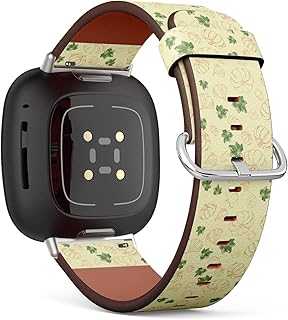 CJBROES Replacement Leather Watch Band, Compatible with Fitbit Versa 3 and Fitbit Sense of Wristband Bracelet Accessory - line
