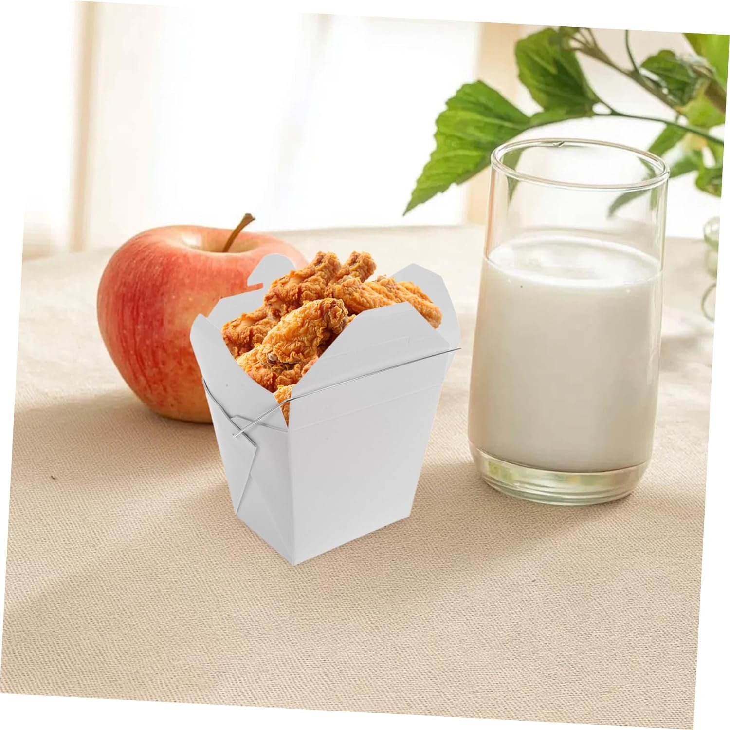 Ciieeo 50pcs Wire Handle Takeout Boxes Chinese Food Containers for Hot Cold Meals for Wedding Parties