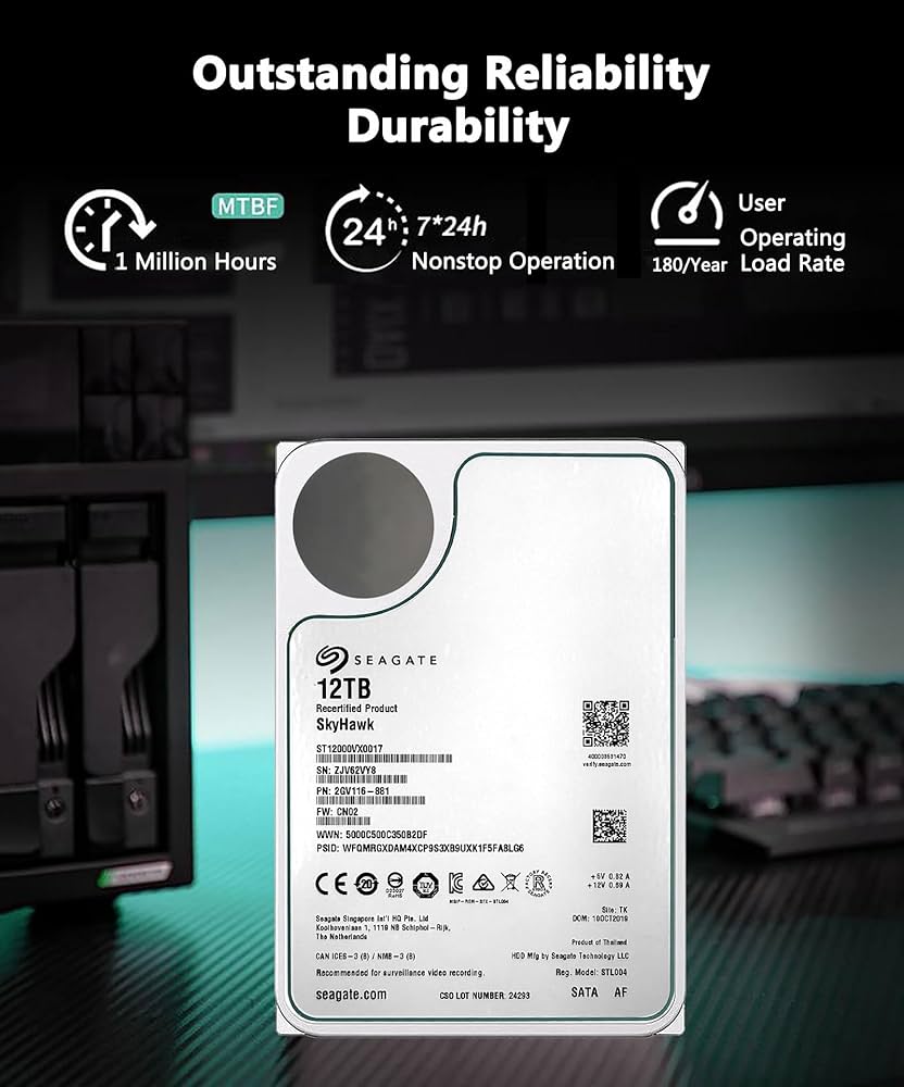 内蔵型ハードディスクドライブ Seagate SkyHawk 12TB SATA HDD