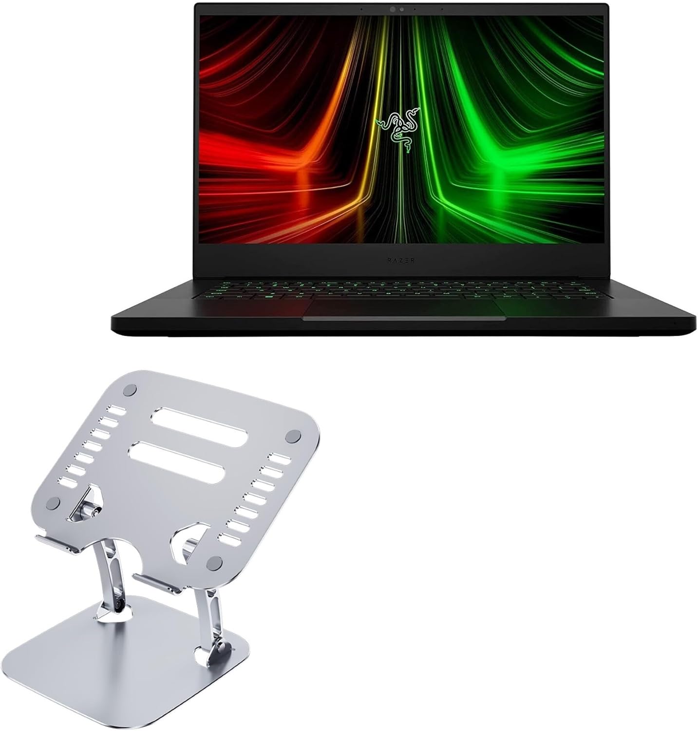 BoxWave Stand and Mount Compatible with Razer Blade 14 RTX 3070 Ti - Executive VersaView Laptop Stand, Ergonomic Adjustable Viewing Angle Metallic Riser - Metallic Silver