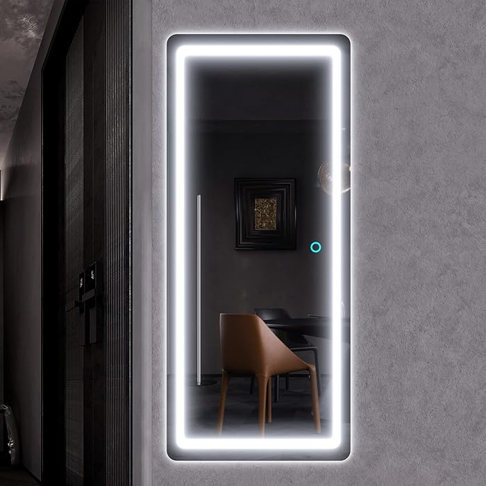 Buy 40"x19" Full Length Mirror Lighted, LED Free Standing Floor Mirror