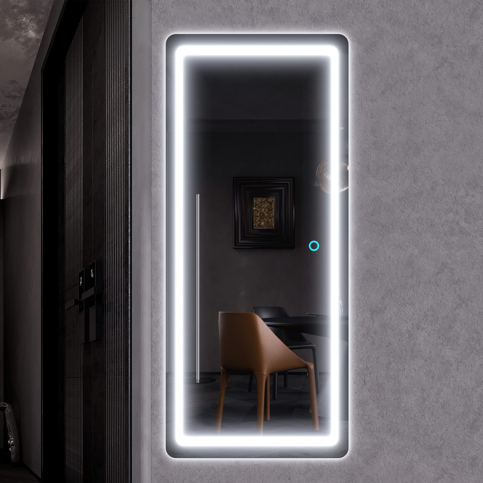 Buy 40"x19" Full Length Mirror Lighted, LED Free Standing Floor Mirror