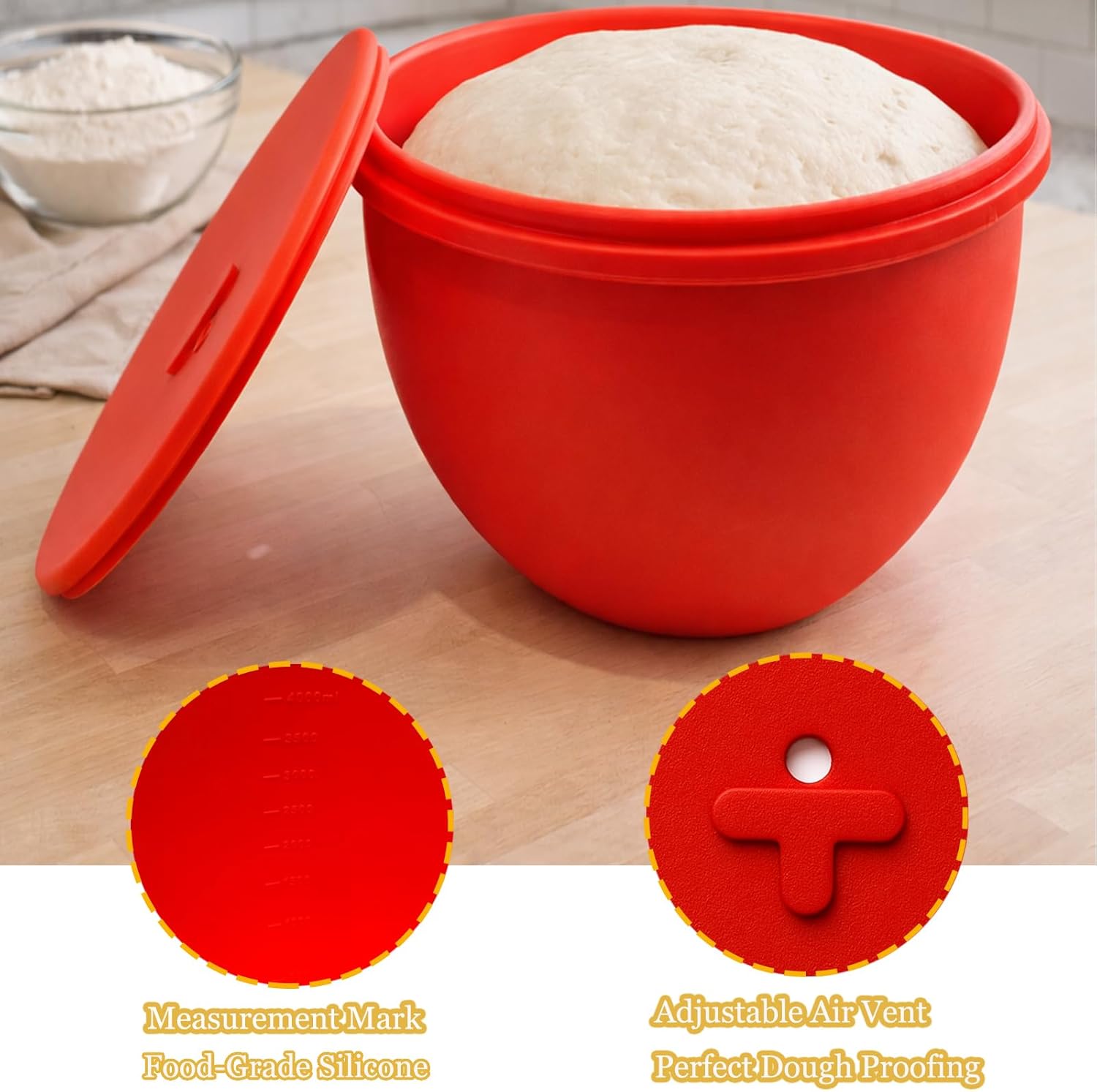 Silicone Bowl Liners for 5 Qt Tilt Head Stand Mixer, 3 Silicone Liners With Lid, Adjustable Air Hole, Dishwasher Safe, Food Grade Silicone, BPA Free, Not for Bowl Lift Models